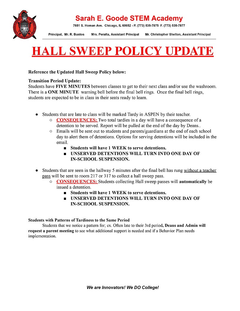 Hall Sweep Policy Update English