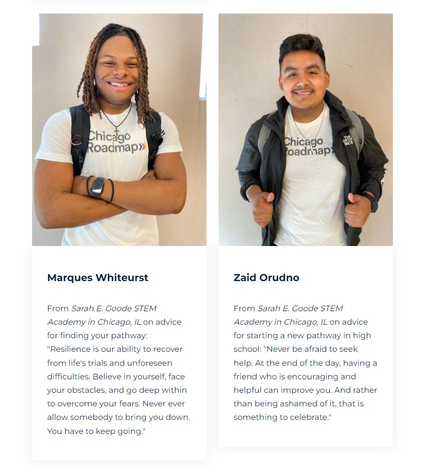 Chicago Roadmap feature two Goode class of 2023 graduates.