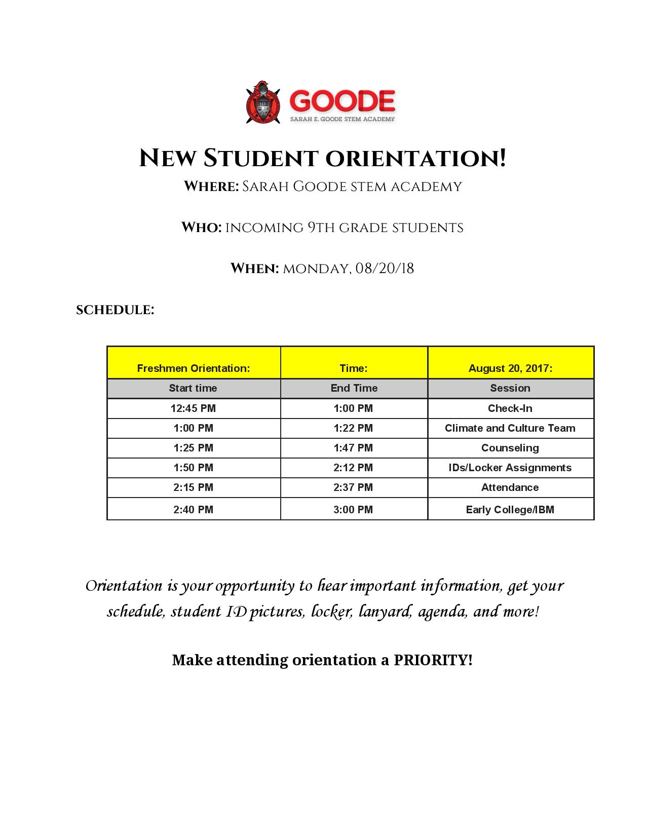 New Student Orientation!