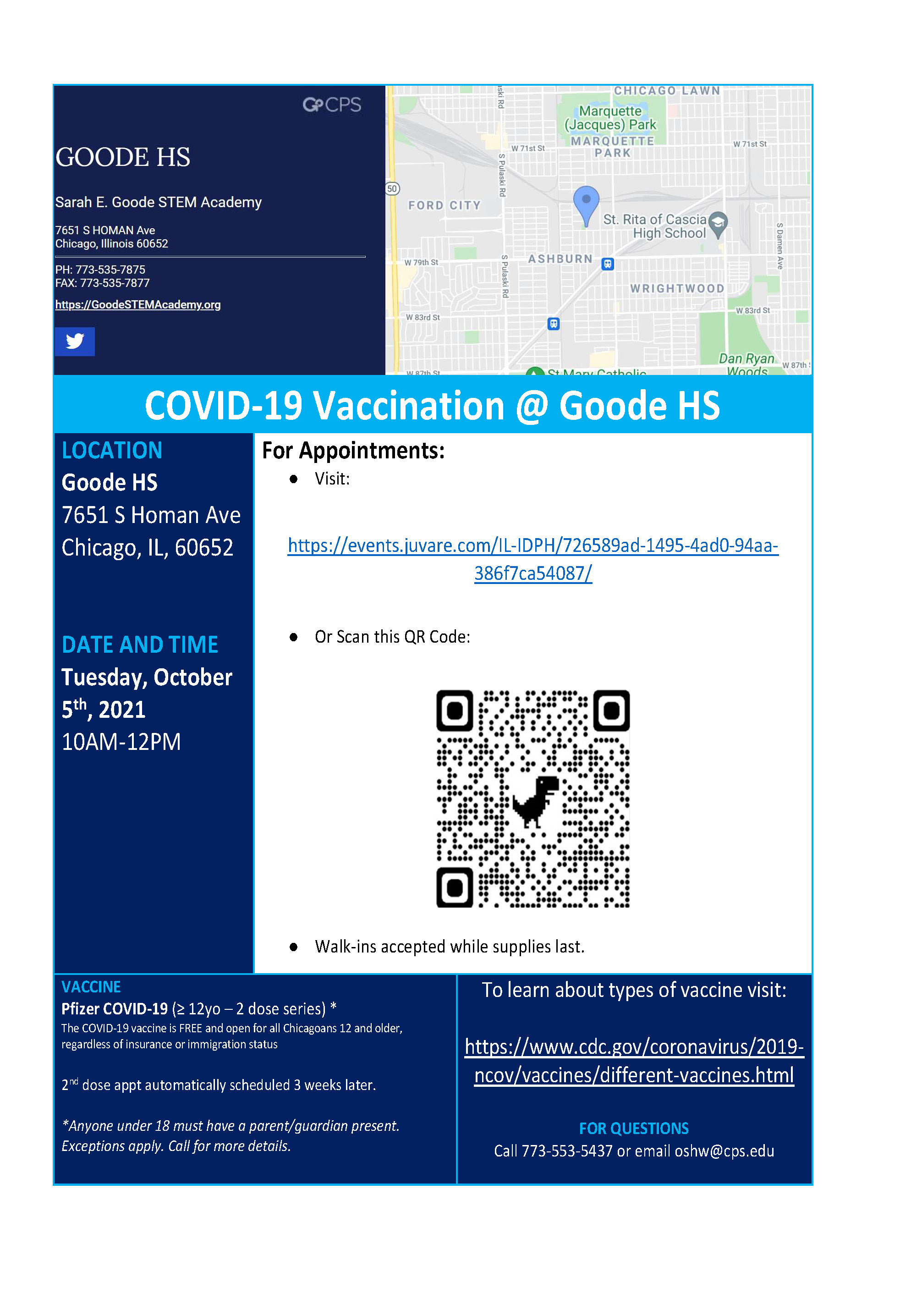 Servicios de vacunación para estudiantes en Goode