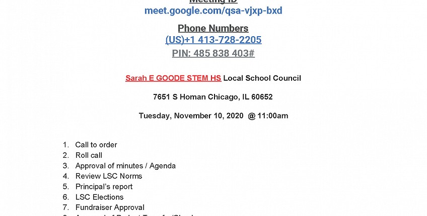 LSC Virtual Regular Meeting Nov. 10, 2020