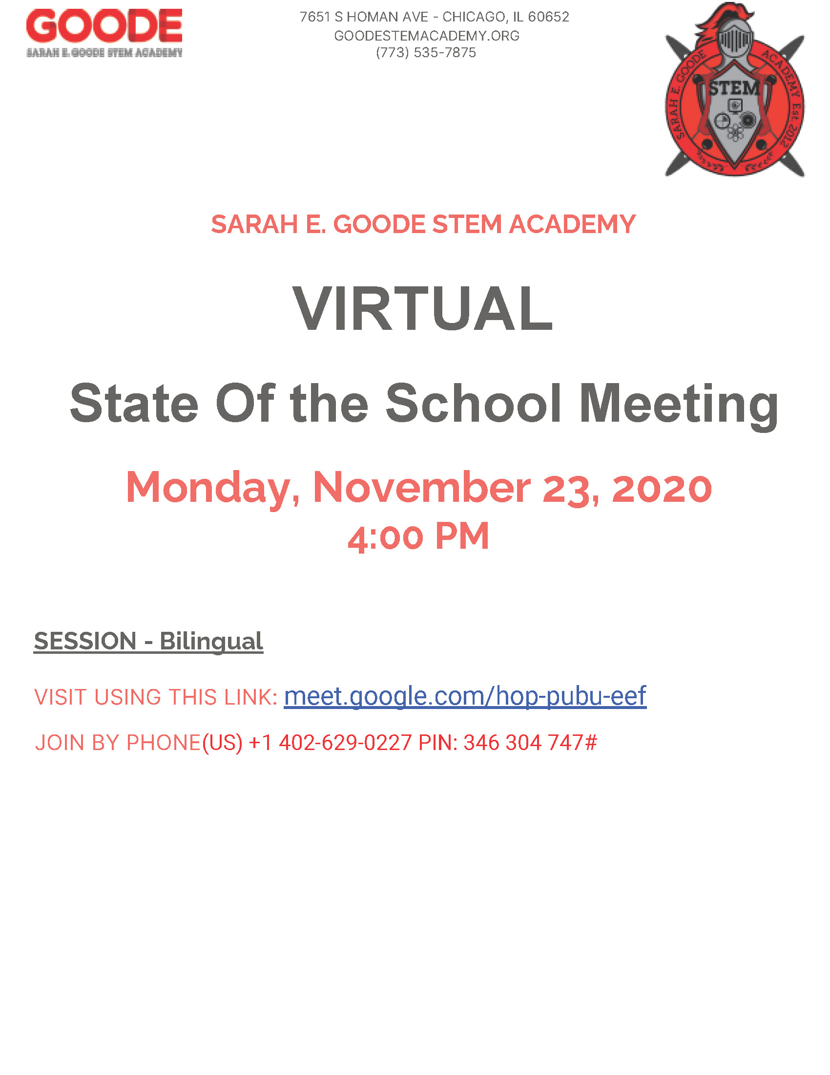 Virtual State Of the School Meeting