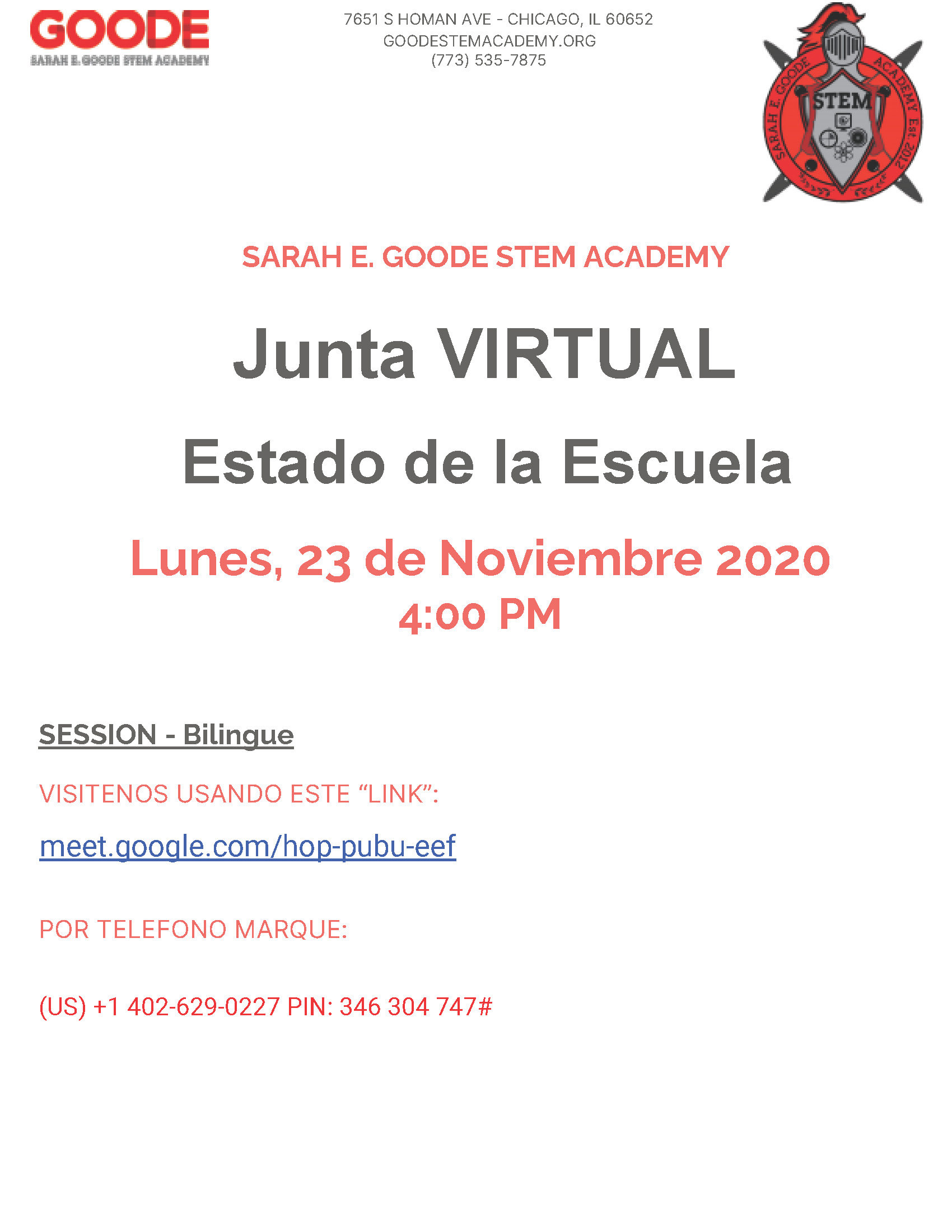 Junta Virtual Estado de la Escuela