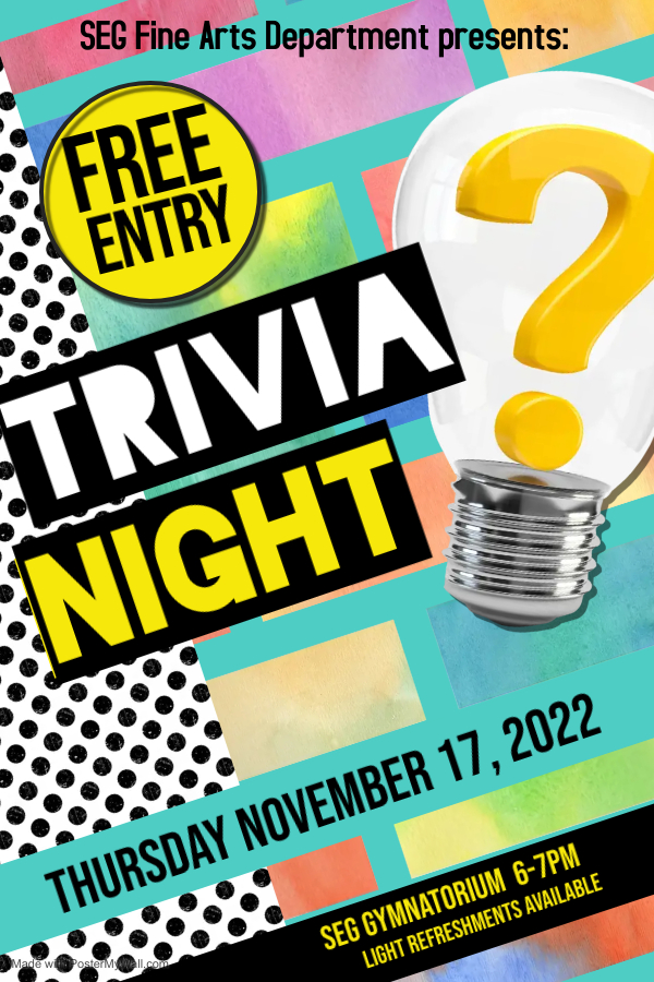 Trivia Night Thursday November 17, 2022 at 6p.m.