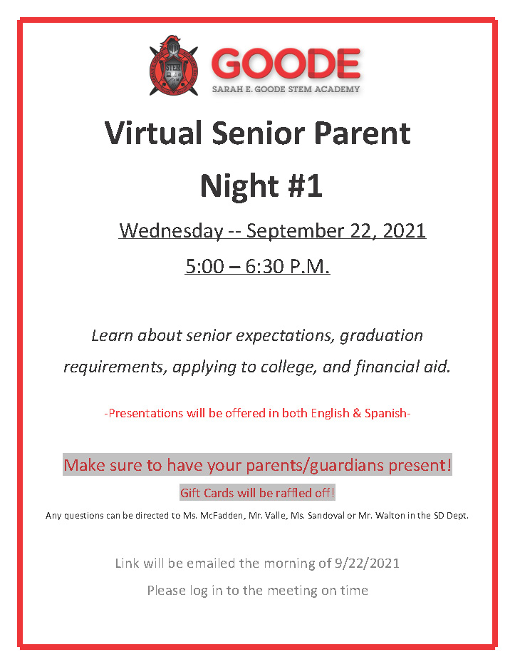 Virtual Senior Parent Night #1